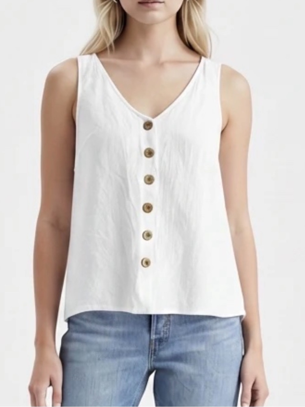 White Button Front Breezy Tank Top